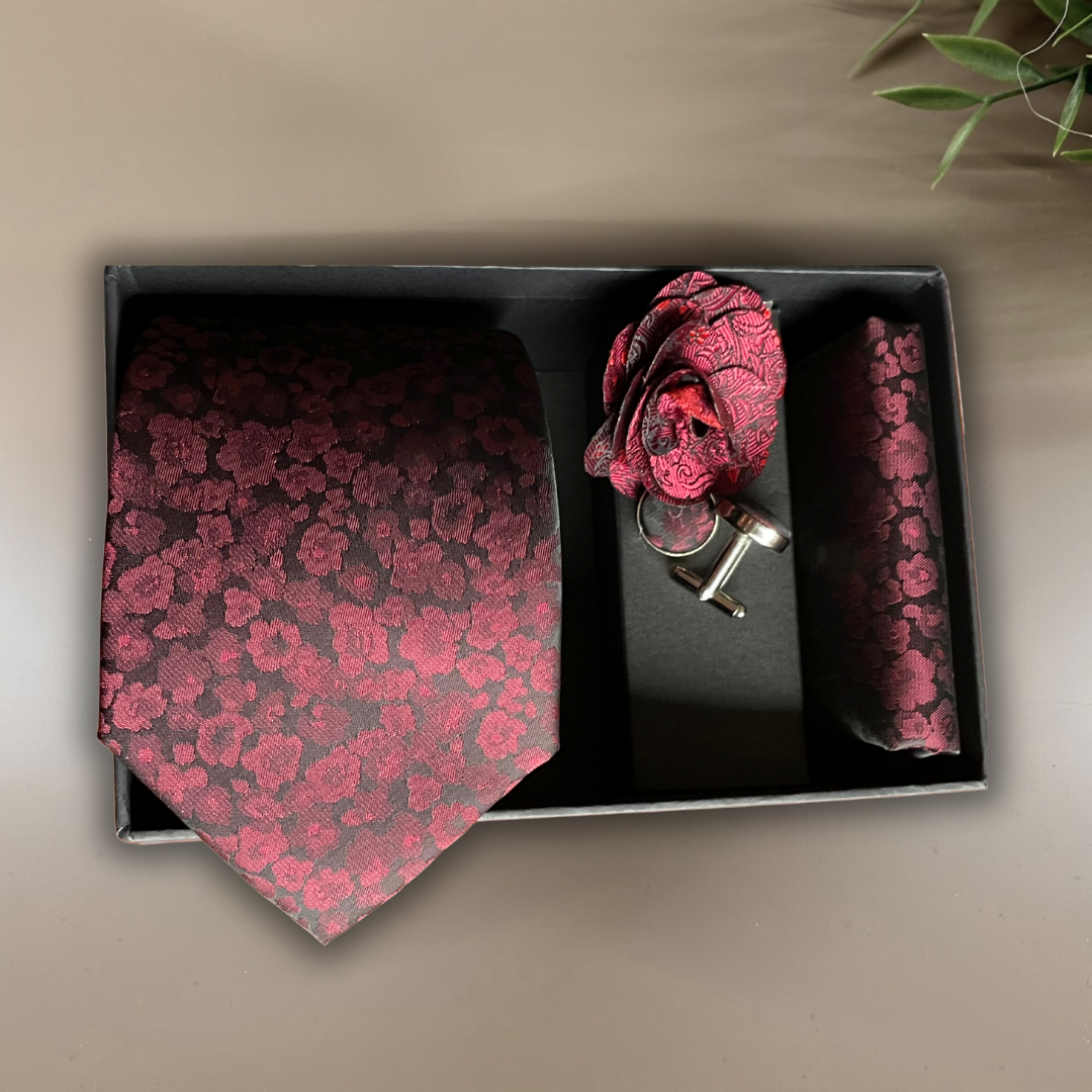 CORBATA BROCADA NEGRO VINO