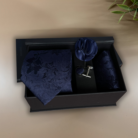 CORBATA BROCADA AZUL MARINO